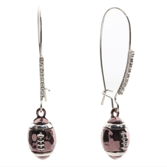 🏈🔹️BETSEY JOHNSON🔹️ Brown Football Shepard Hook Earrings - Picture 1 of 2